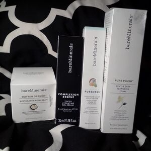 bareMinerals 4PC SET Restorative Cream/Moisturizer/Cleansing Foam/ Gel Cream-NEW